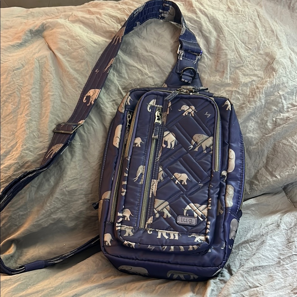 Lug deep purple/blur Belt Bag with Durable Fabric and Metallic Accents